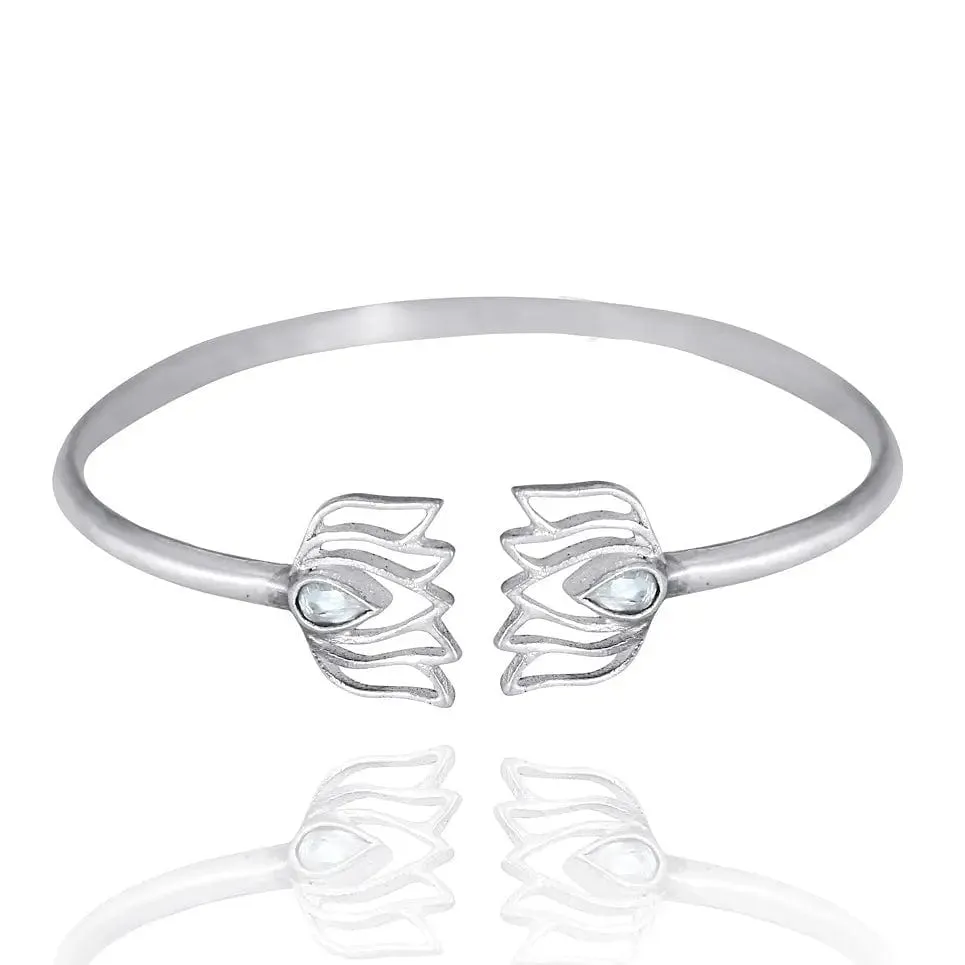 92.5 Silver Oxidize lotus bangle