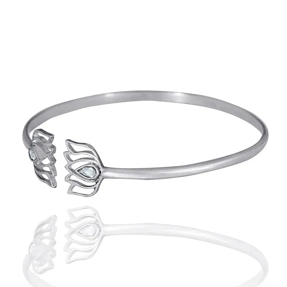 92.5 Silver Oxidize lotus bangle