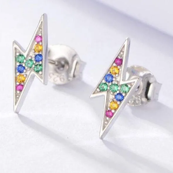 925 Sterling Silver and 18K Gold-Filled CZ Stud Earrings