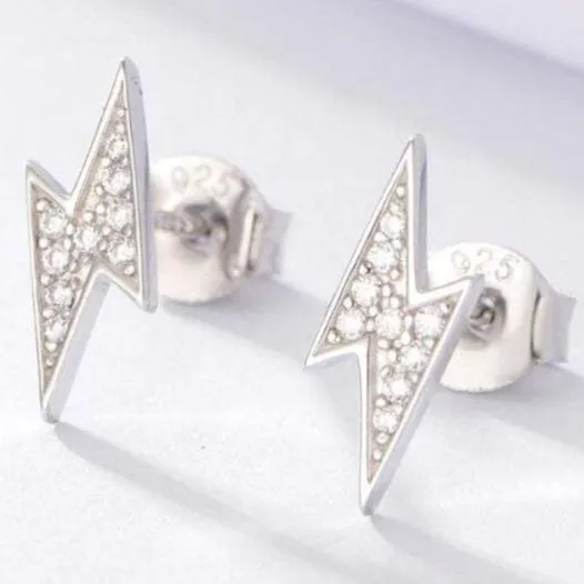 925 Sterling Silver and 18K Gold-Filled CZ Stud Earrings