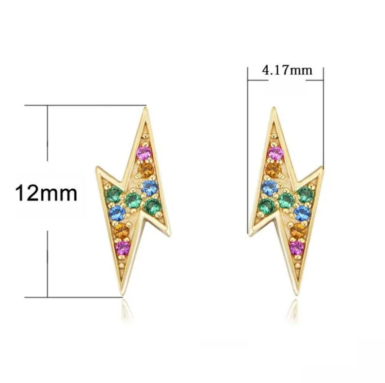 925 Sterling Silver and 18K Gold-Filled CZ Stud Earrings