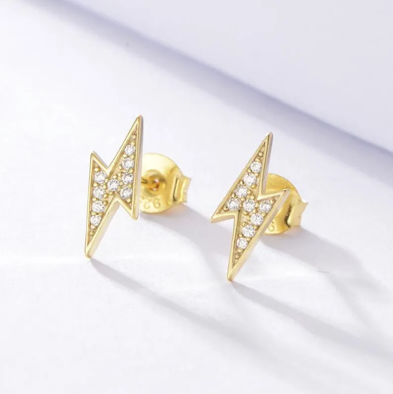 925 Sterling Silver and 18K Gold-Filled CZ Stud Earrings