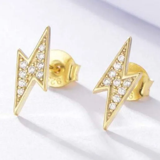 925 Sterling Silver and 18K Gold-Filled CZ Stud Earrings