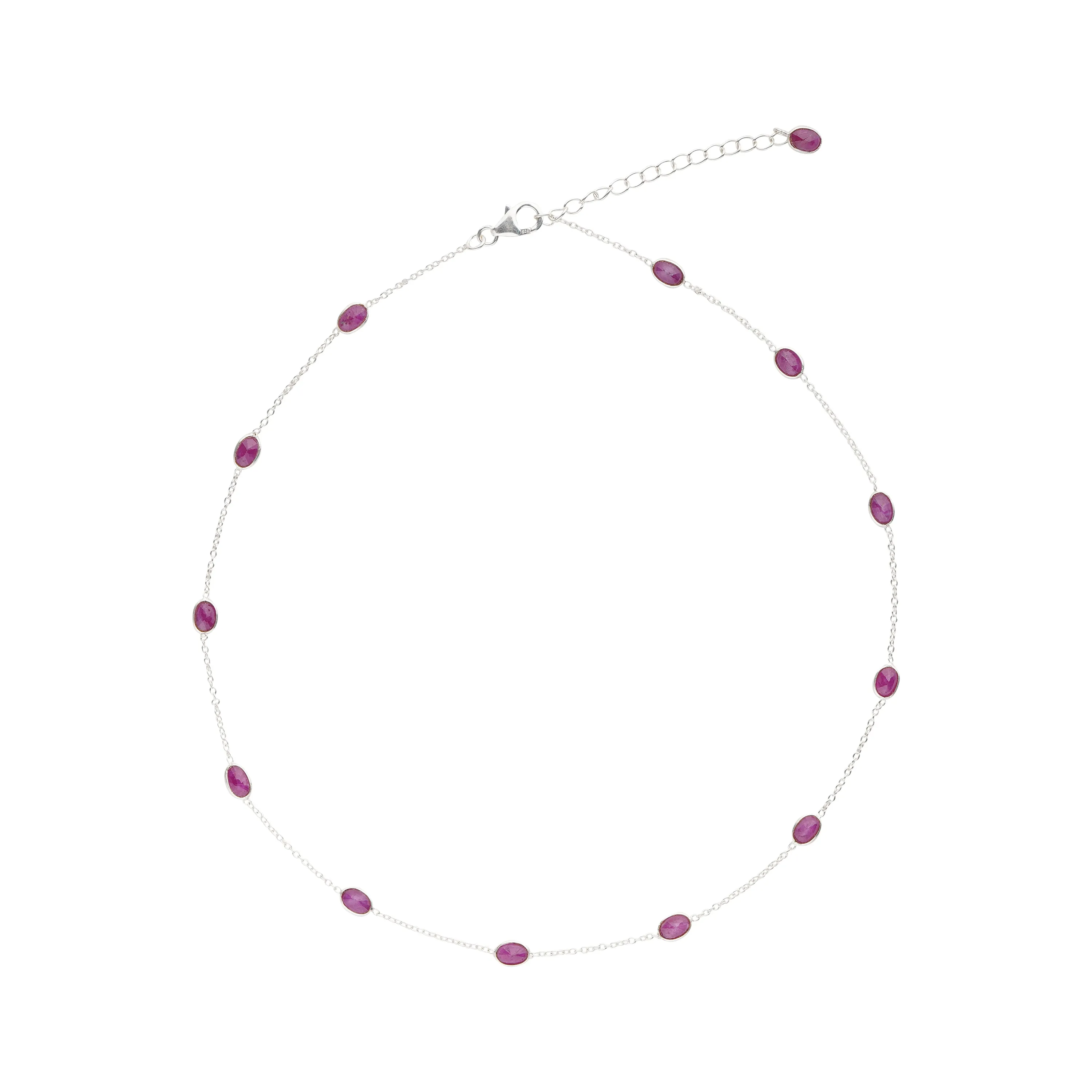 925 Sterling Silver Necklace - Ruby Stone