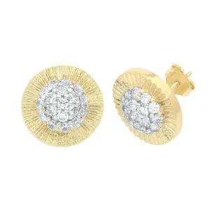 9ct Yellow Gold Round Zirconia Stud Earrings ES546