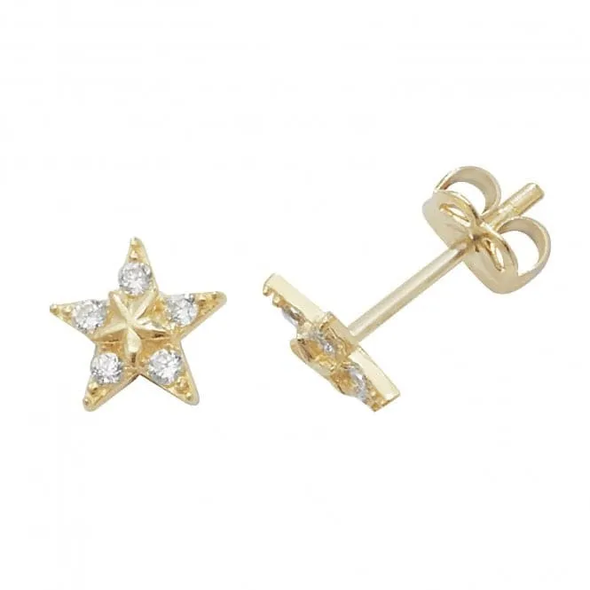 9ct Yellow Gold Zirconia Fishstar Stud Earrings ES437