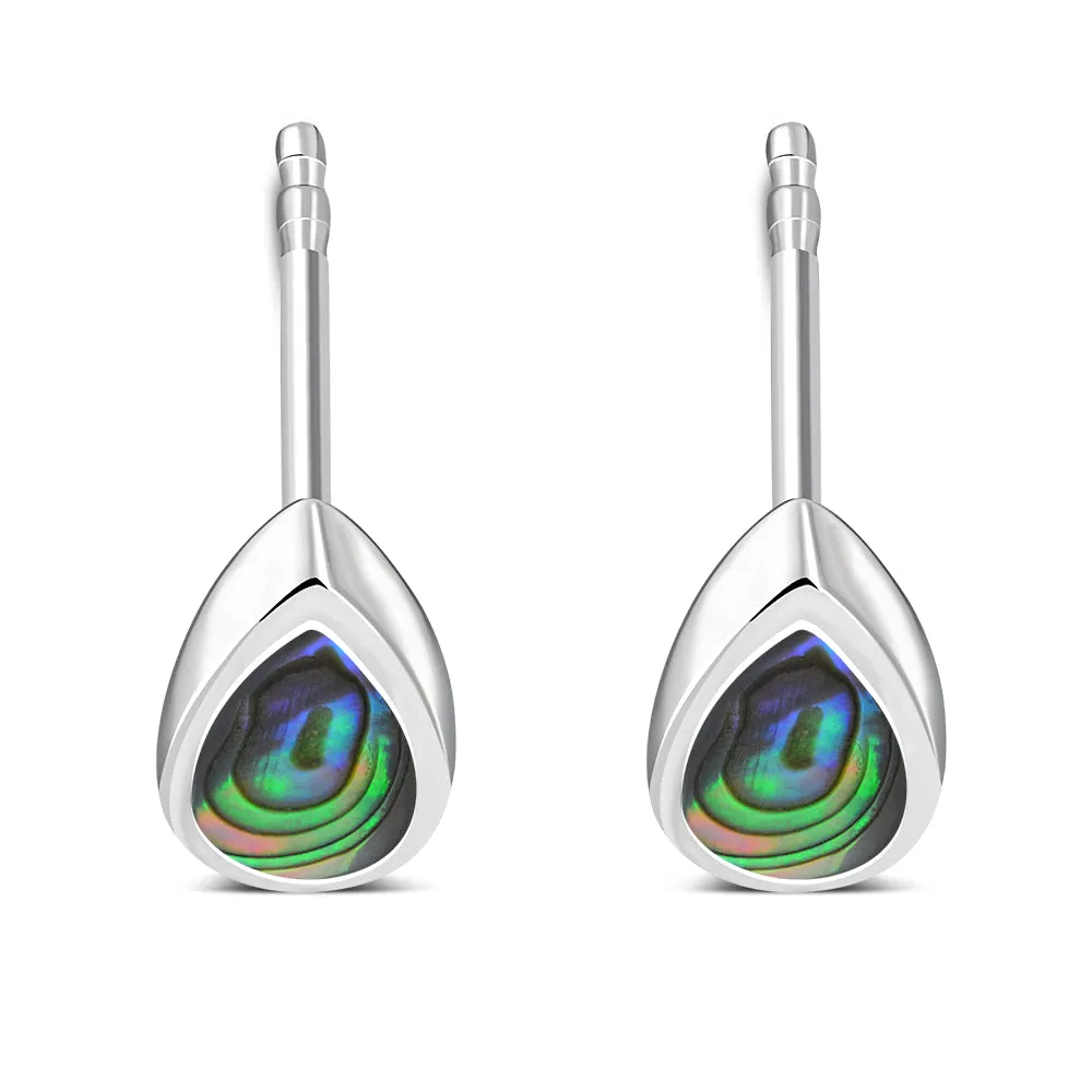 Abalone Shell Drop Silver Stud Earrings