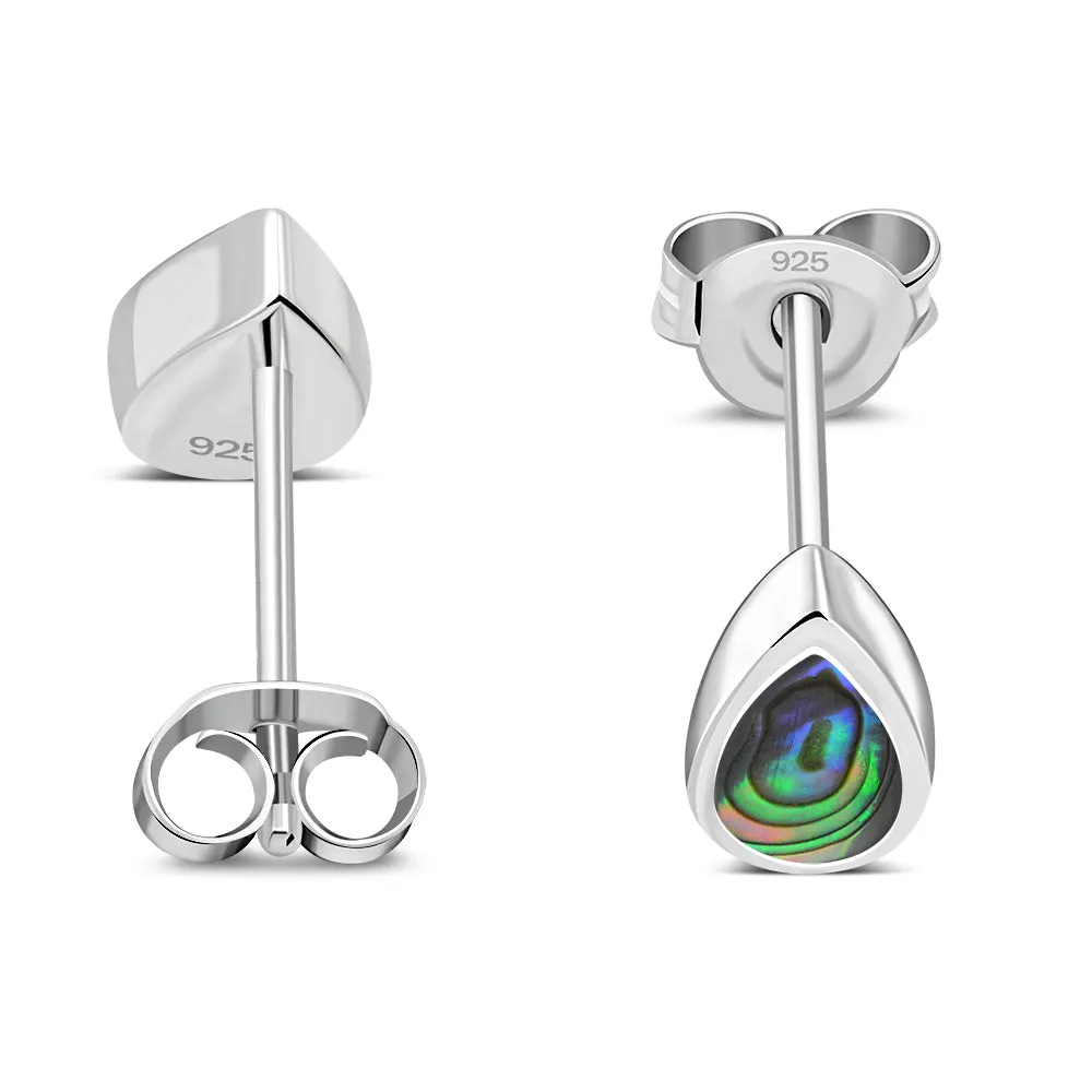 Abalone Shell Drop Silver Stud Earrings