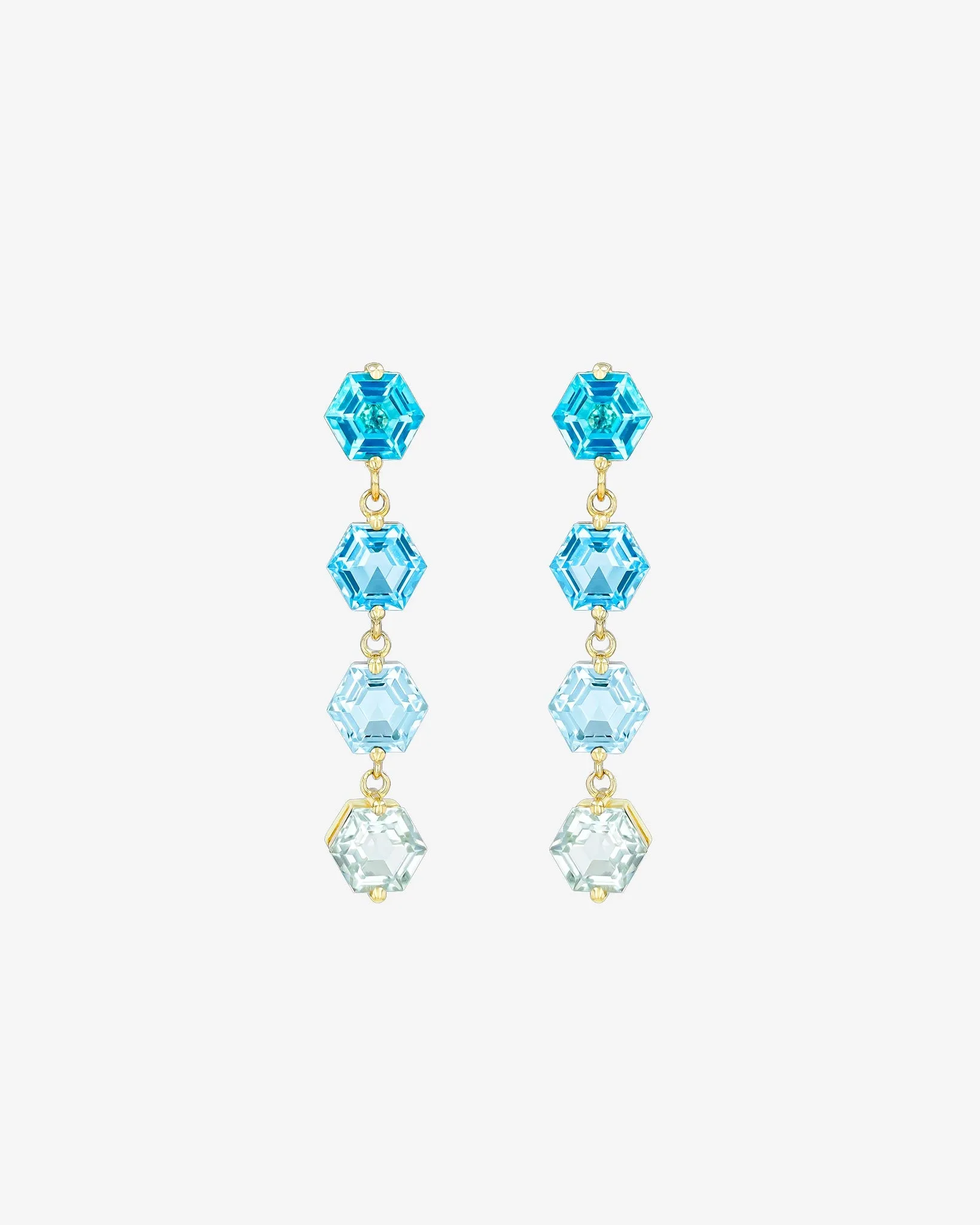 Amalfi Hexagon Cut Blue Ombre Mini Drop Earrings