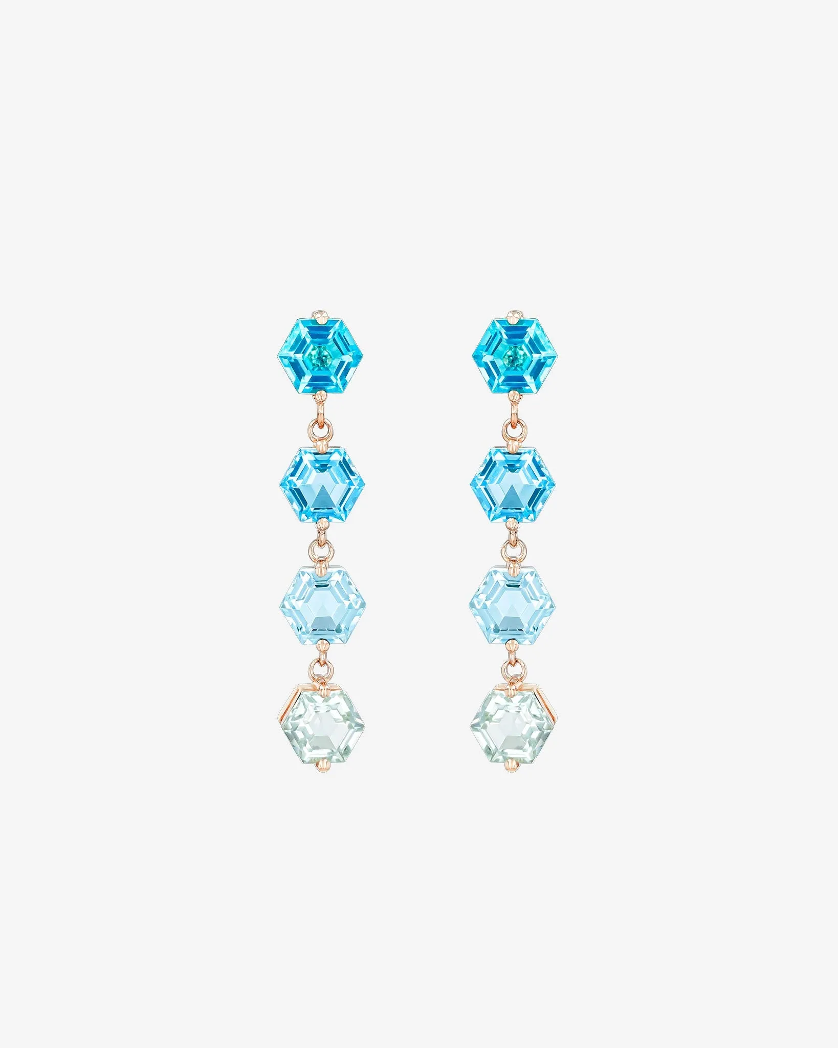 Amalfi Hexagon Cut Blue Ombre Mini Drop Earrings