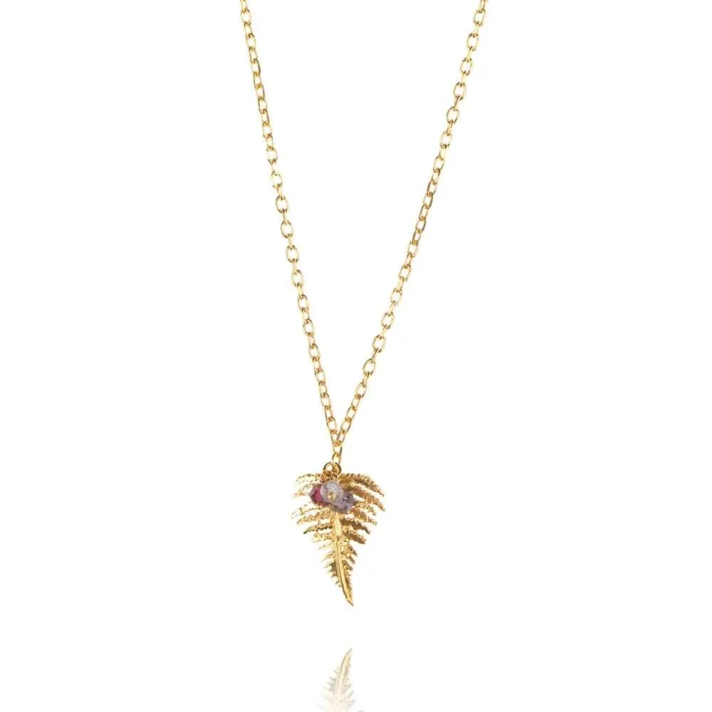 Amanda Coleman gold and gem fern pendant