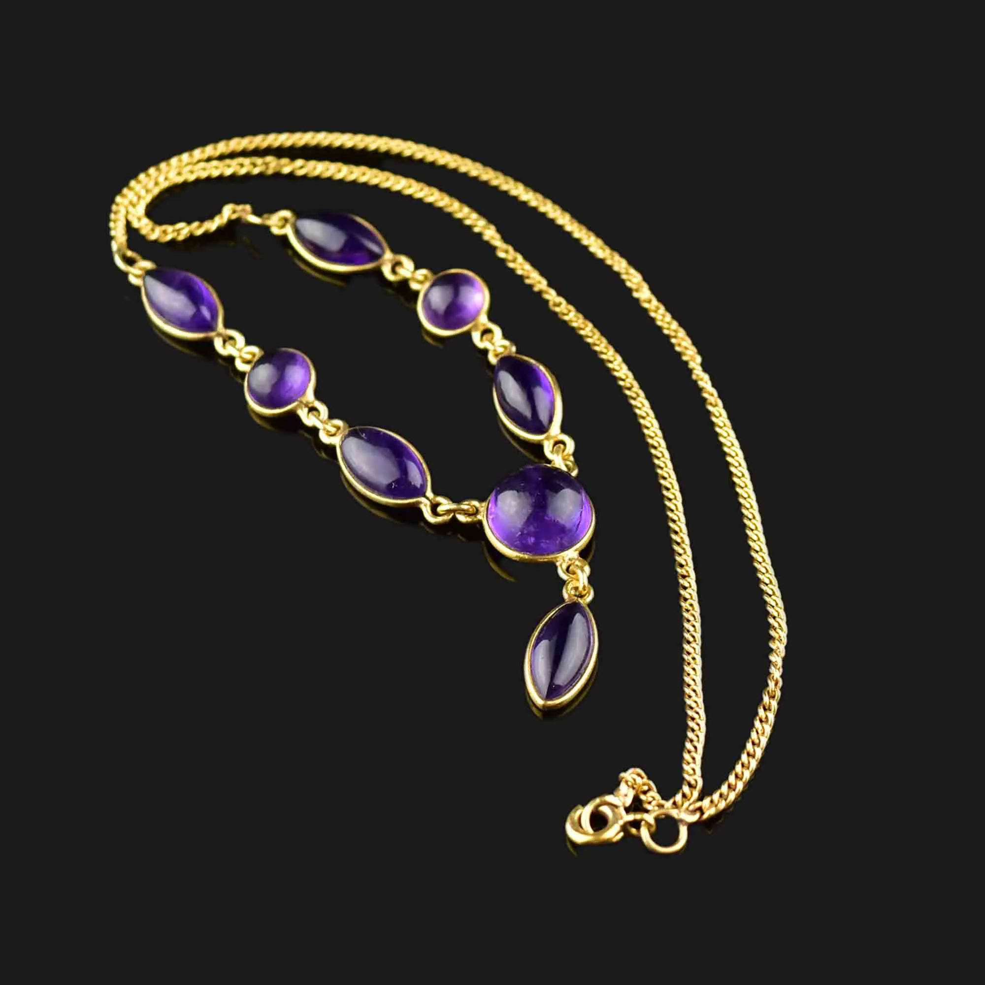 Amethyst Cabochon Teardrop Necklace