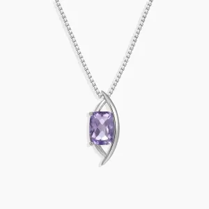 Amethyst Cushion Cut Globe Pendant in Sterling Silver