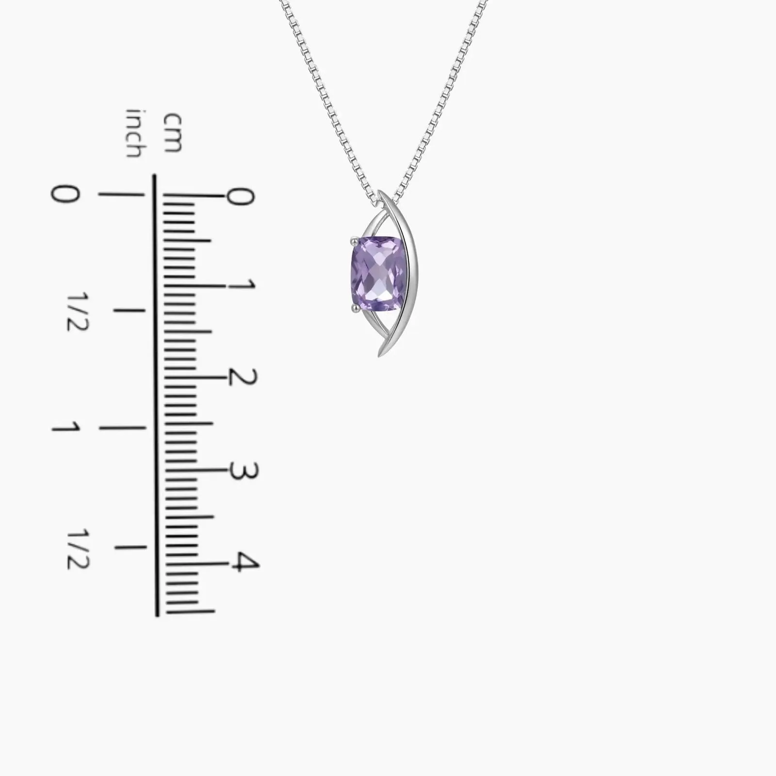 Amethyst Cushion Cut Globe Pendant in Sterling Silver