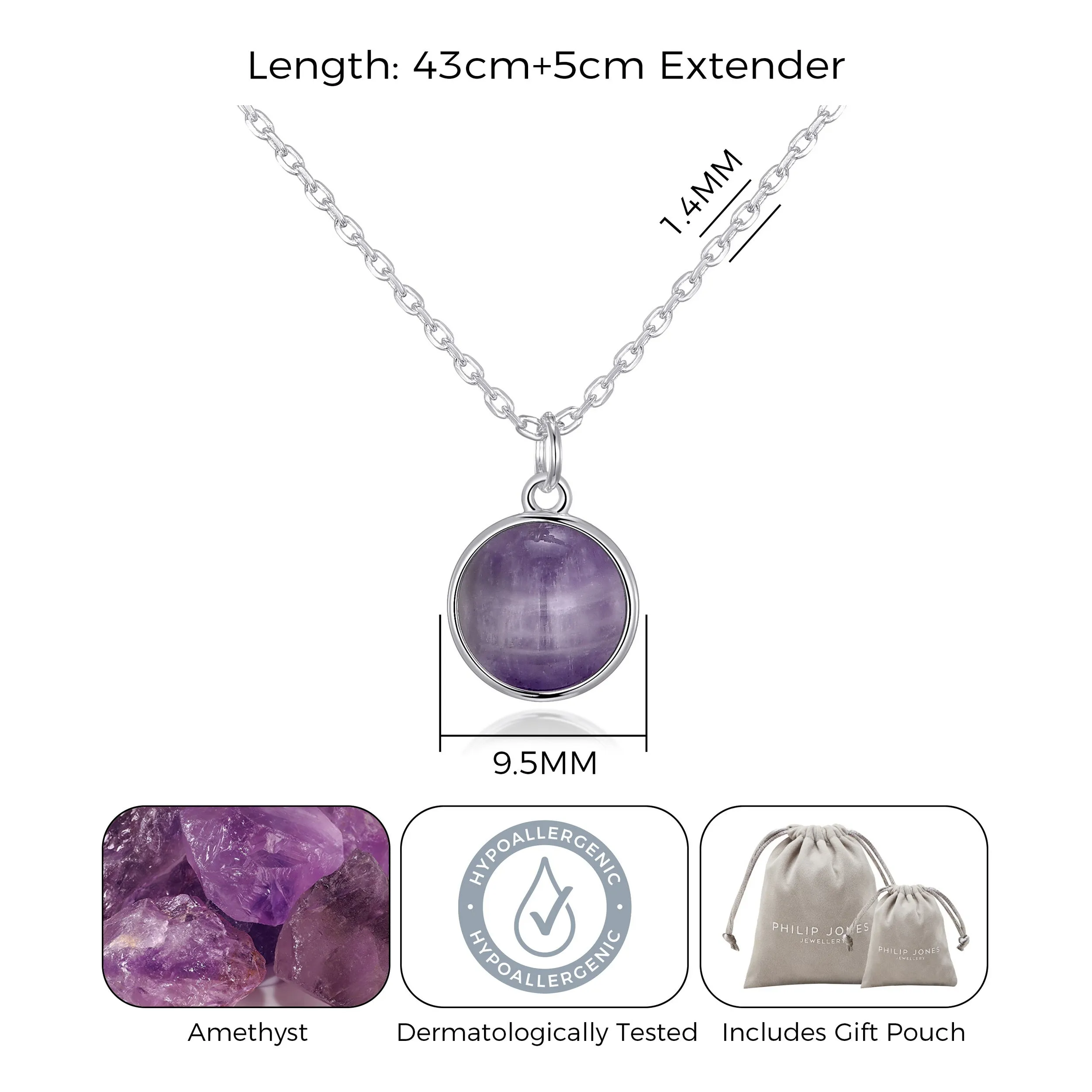 Amethyst Necklace with Quote Card