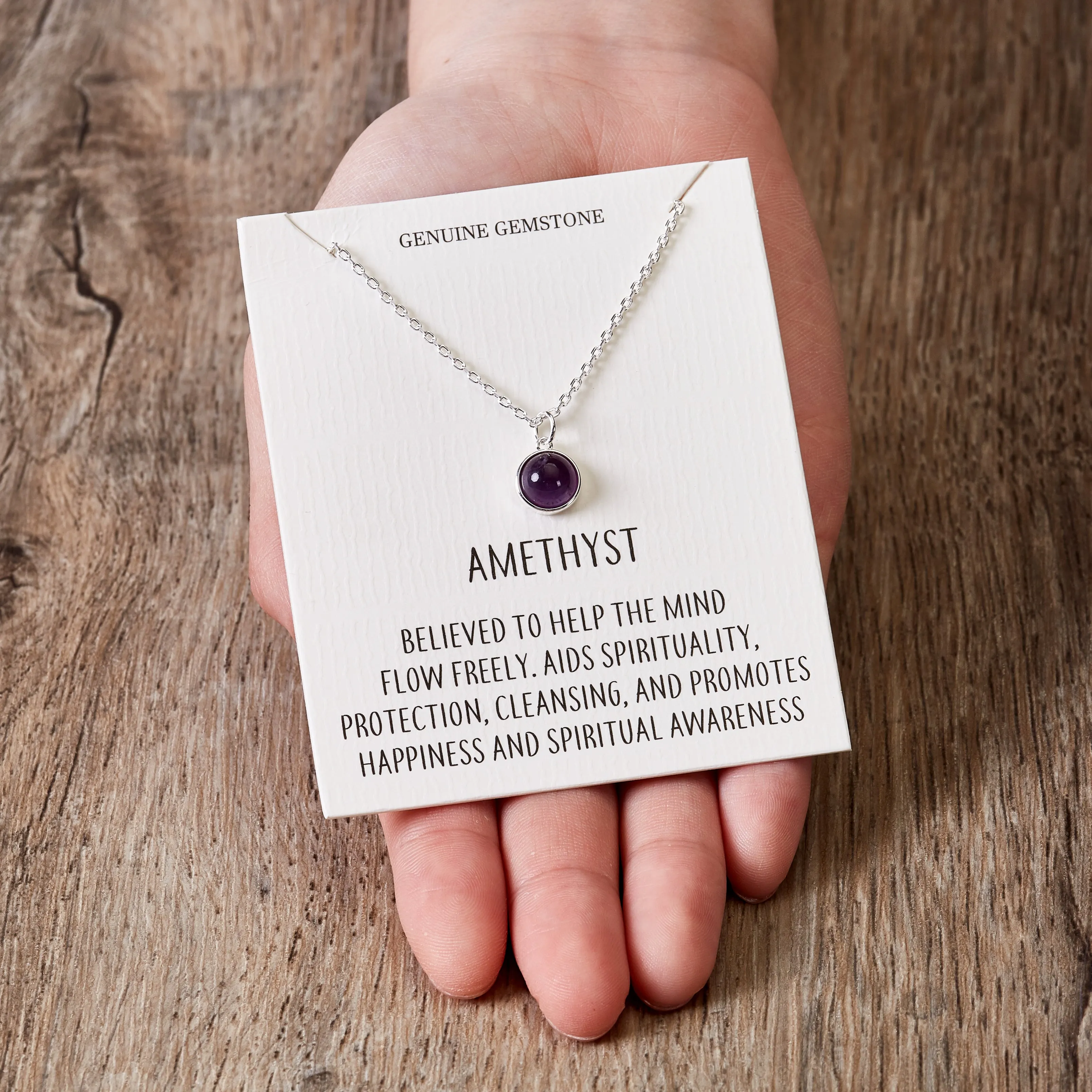 Amethyst Necklace with Quote Card