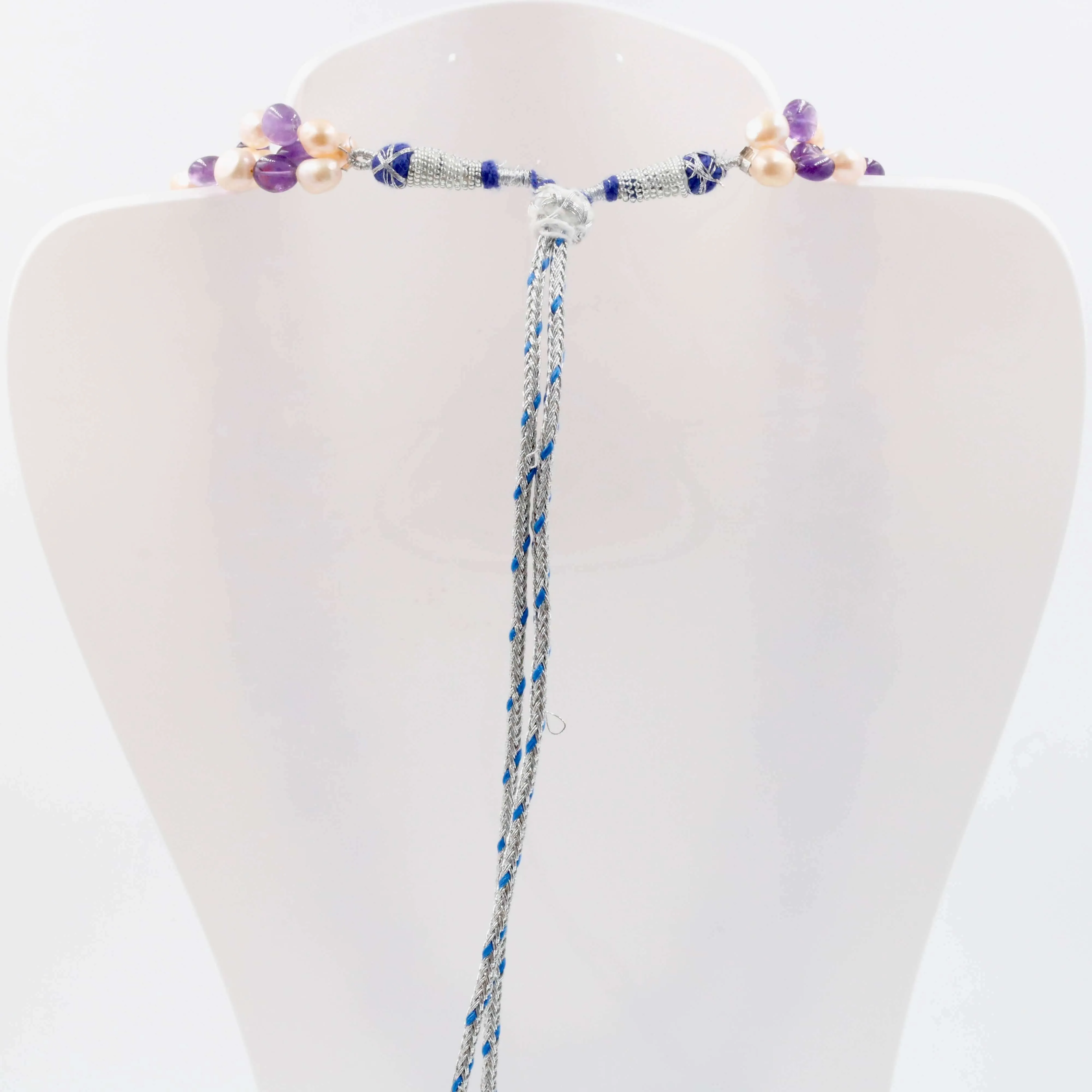 Amethyst w/ Fresh Water Pearl Necklace Beaded Necklace Gemstone Necklace Long Beads Necklace Quartz Necklace Layering Necklace SKU: 6143101