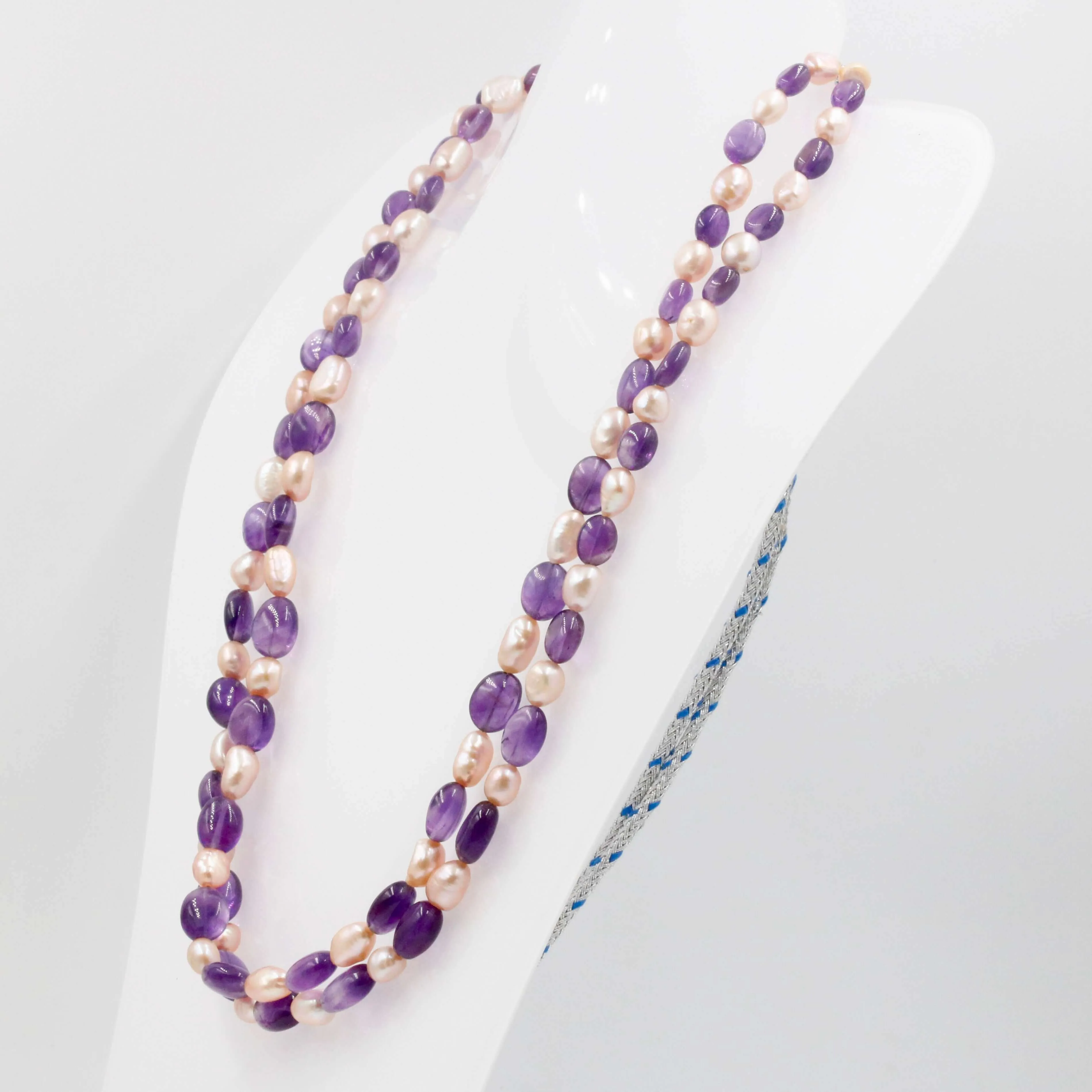 Amethyst w/ Fresh Water Pearl Necklace Beaded Necklace Gemstone Necklace Long Beads Necklace Quartz Necklace Layering Necklace SKU: 6143101