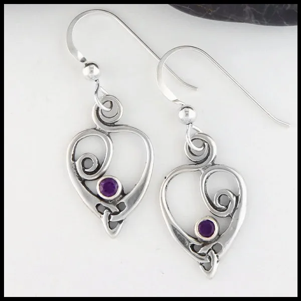 Anna's Heart Earrings with Gemstones in Silver