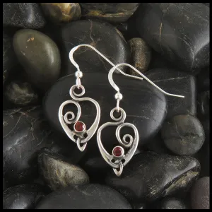 Anna's Heart Earrings with Gemstones in Silver