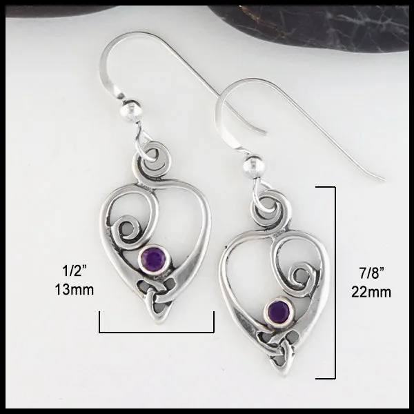 Anna's Heart Earrings with Gemstones in Silver