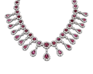 Antique Burma Ruby and Diamond Necklace