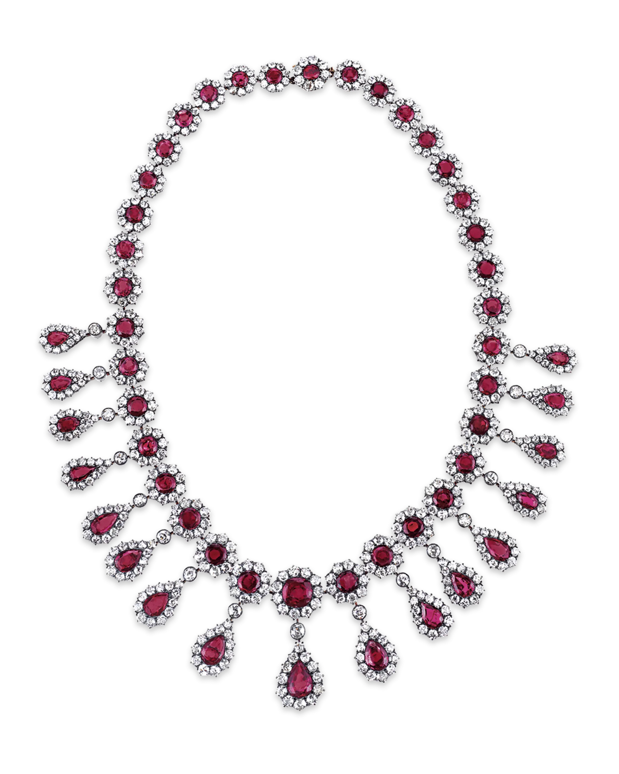 Antique Burma Ruby and Diamond Necklace