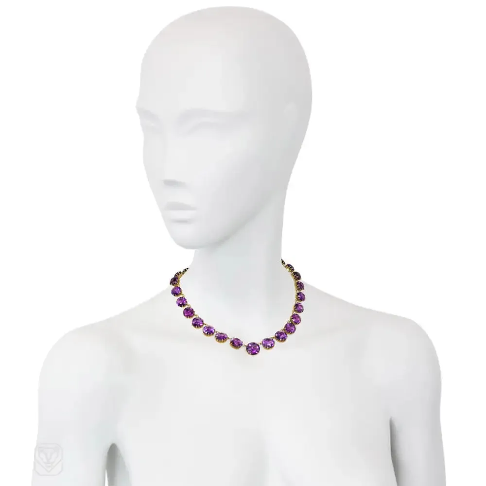 Antique graduated amethyst necklace