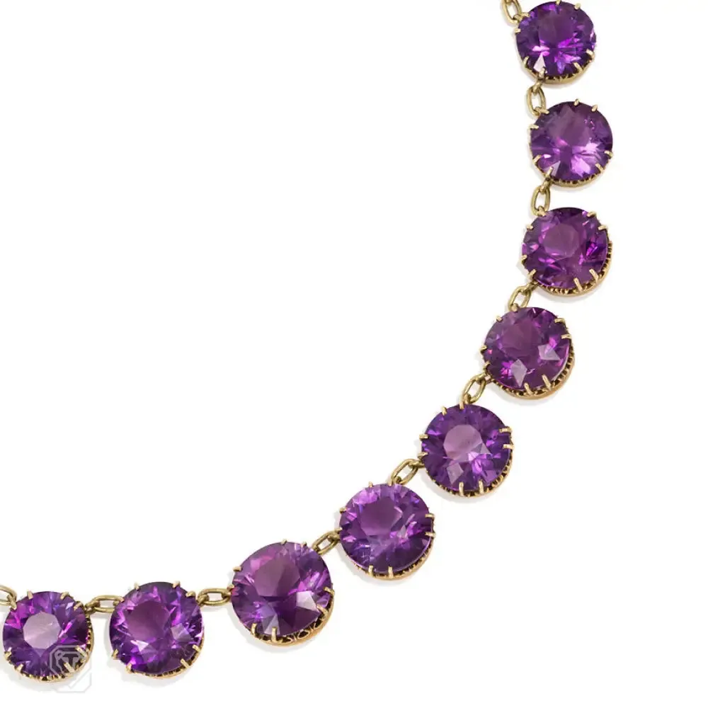 Antique graduated amethyst necklace