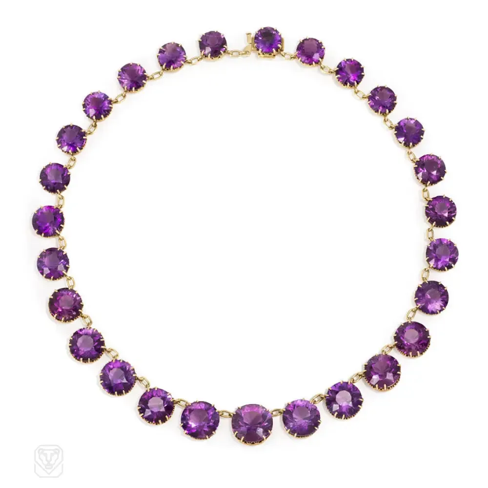 Antique graduated amethyst necklace