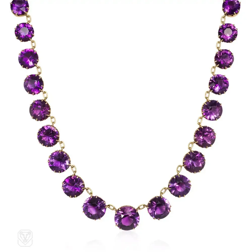 Antique graduated amethyst necklace