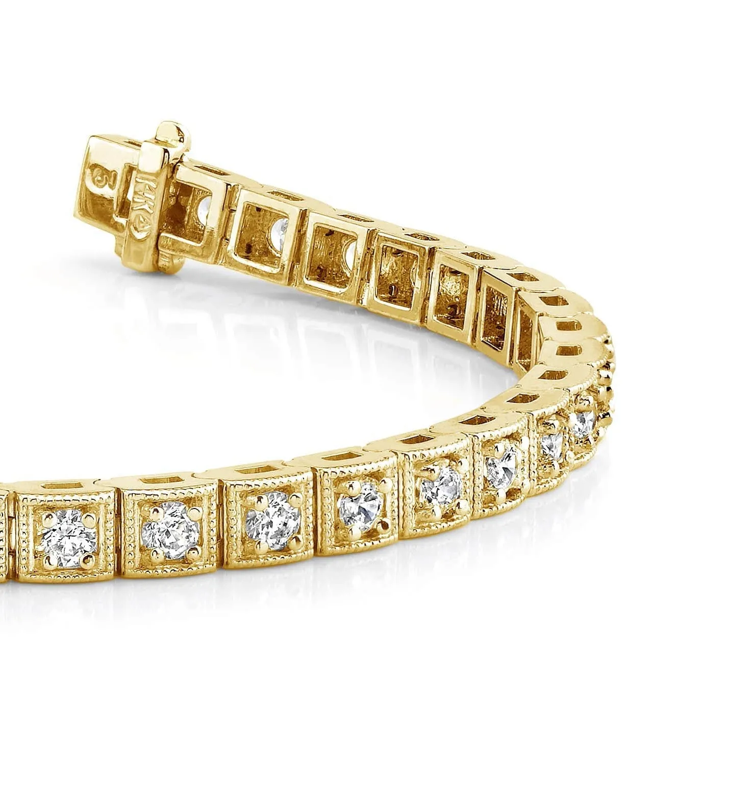 Antique Square Link Diamond Bracelet with 2.93 ct.(finished) 2.7mm