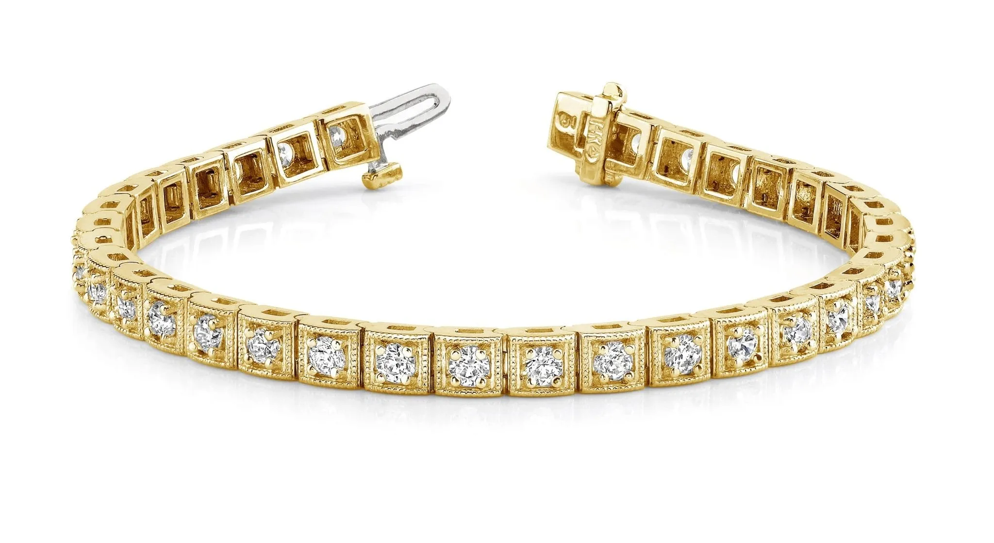 Antique Square Link Diamond Bracelet with 2.93 ct.(finished) 2.7mm