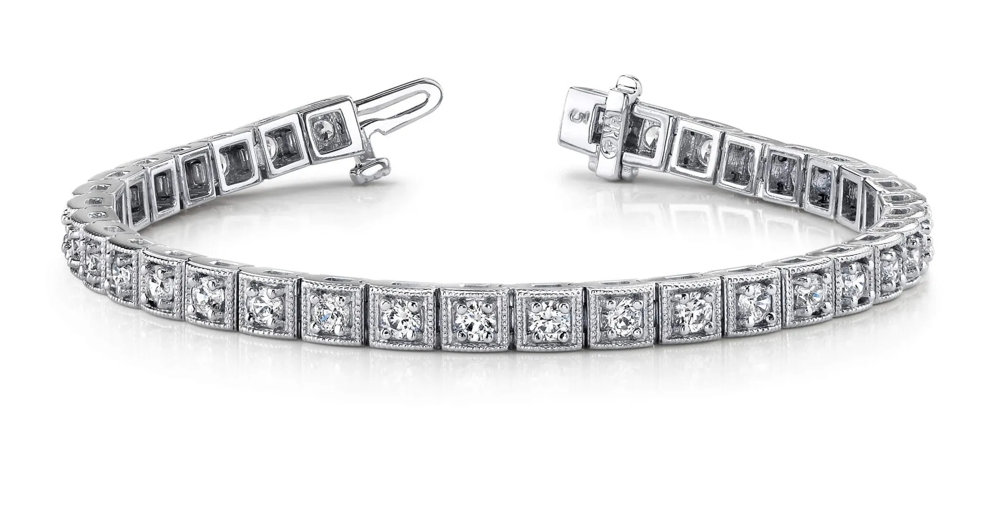 Antique Square Link Diamond Bracelet with 2.93 ct.(finished) 2.7mm