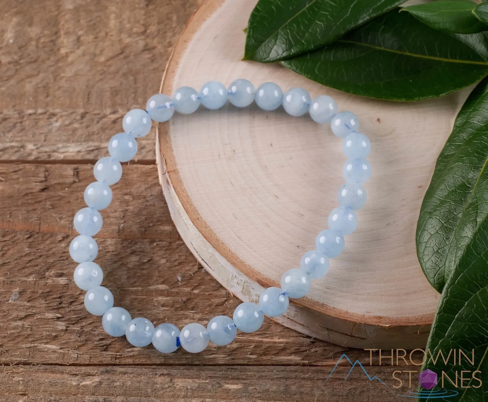 AQUAMARINE Crystal Bracelet - Round Beads - Beaded Bracelet, Birthstone Bracelet, Handmade Jewelry,  Healing Crystal Bracelet, E0571