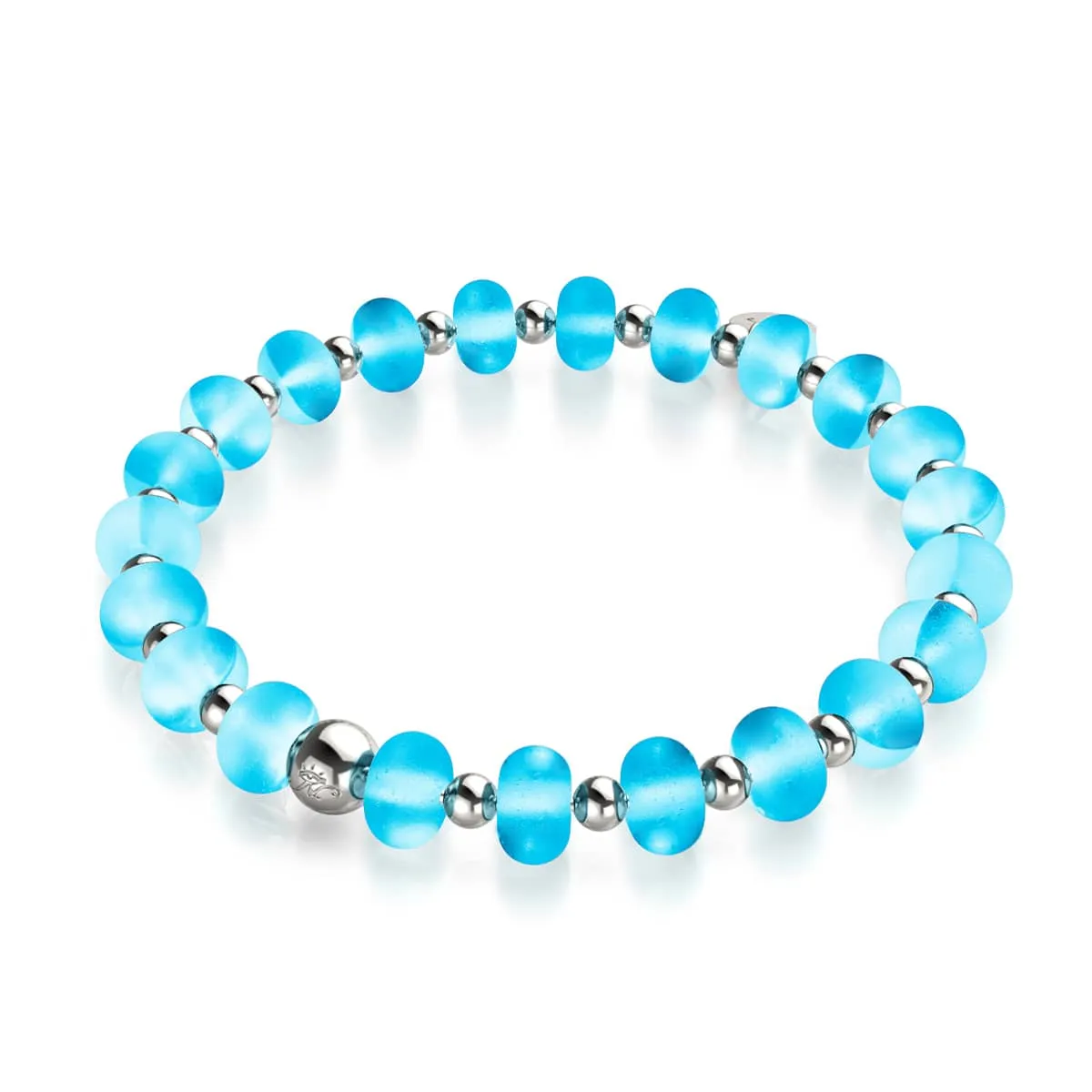 Aquamarine | Silver | Mermaid Glass Macaron Bracelet