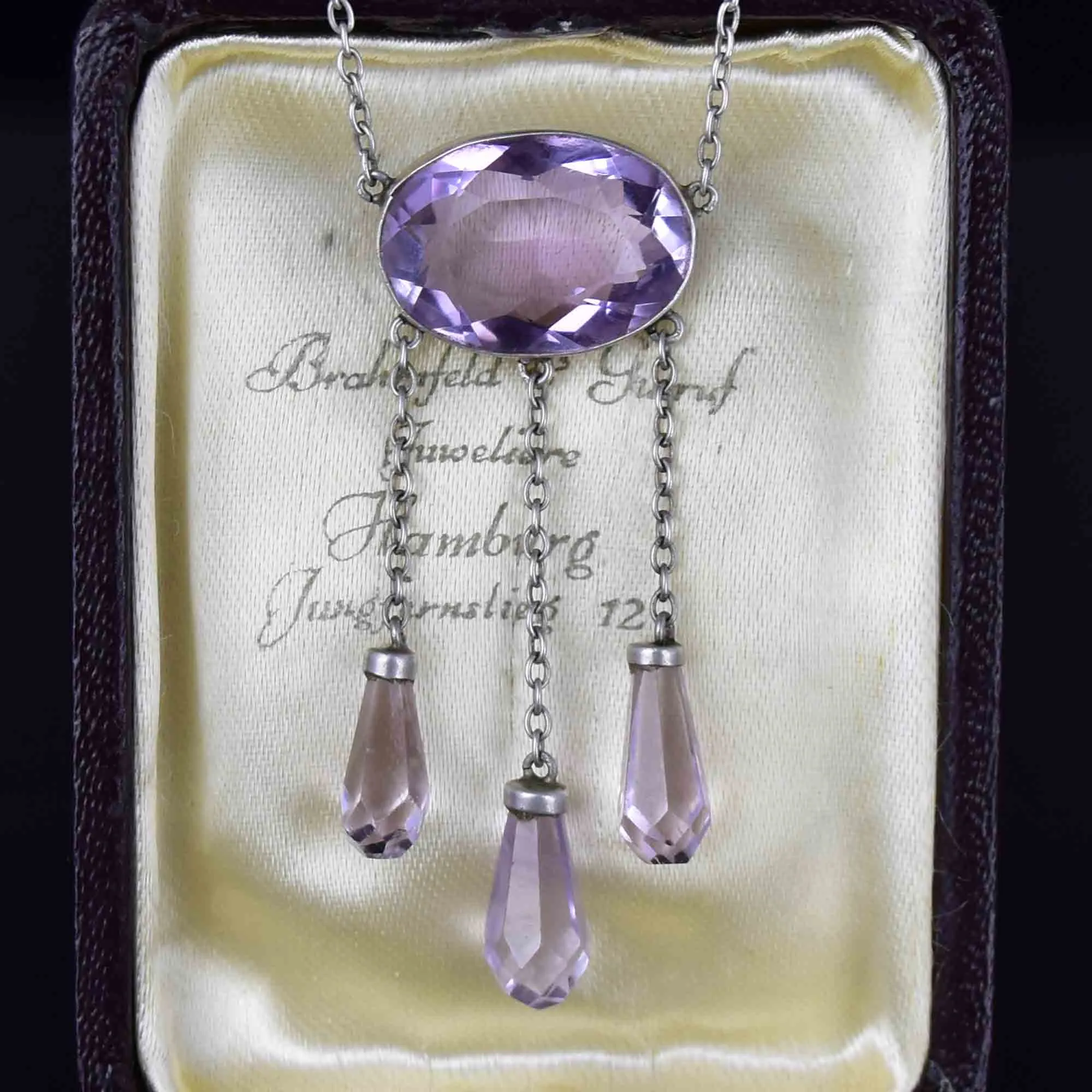 Art Deco Sterling Silver Amethyst Negligee Necklace