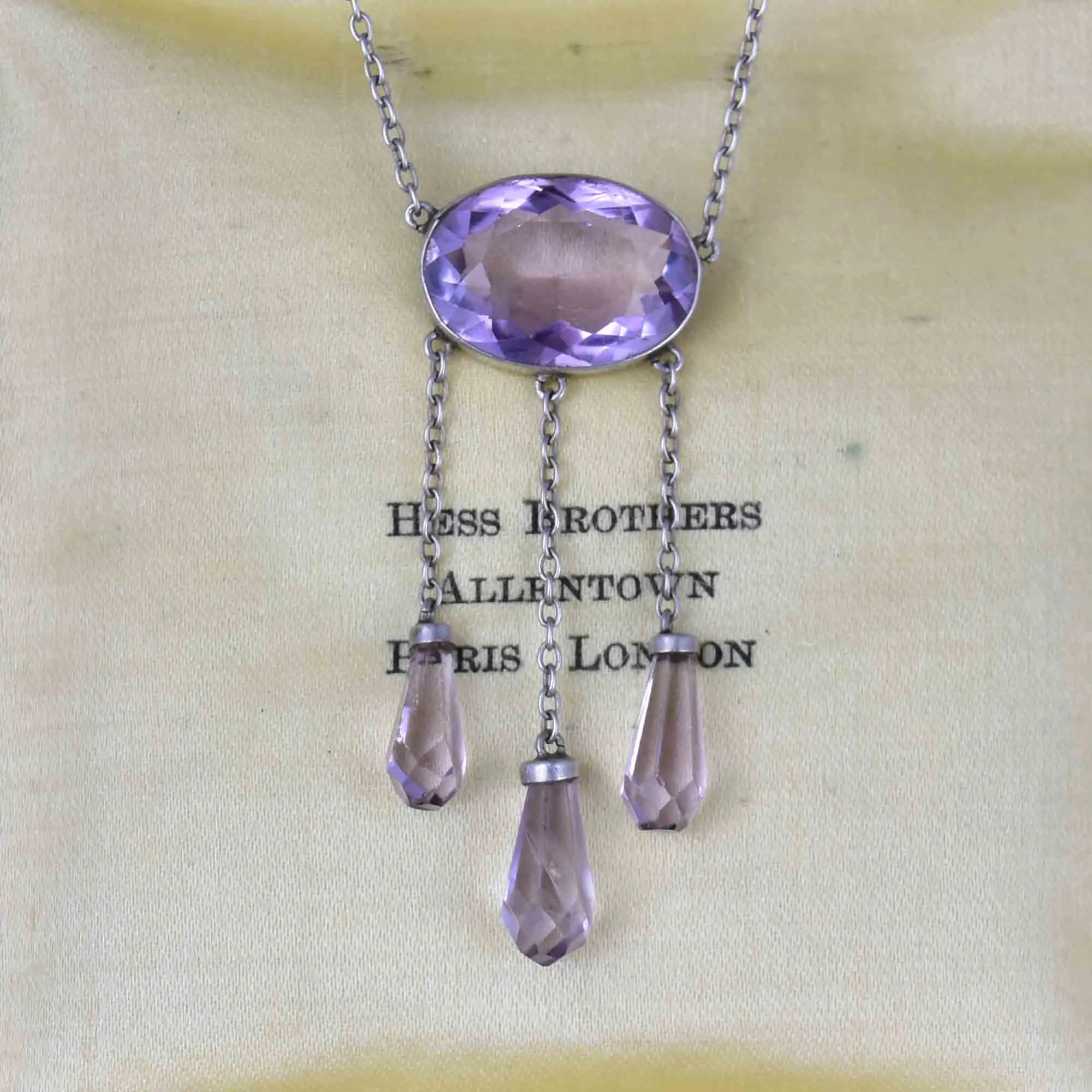 Art Deco Sterling Silver Amethyst Negligee Necklace