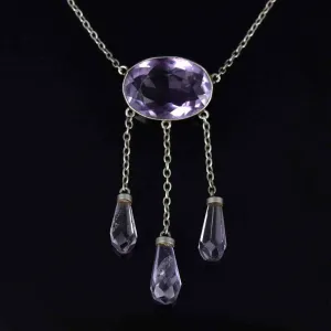 Art Deco Sterling Silver Amethyst Negligee Necklace