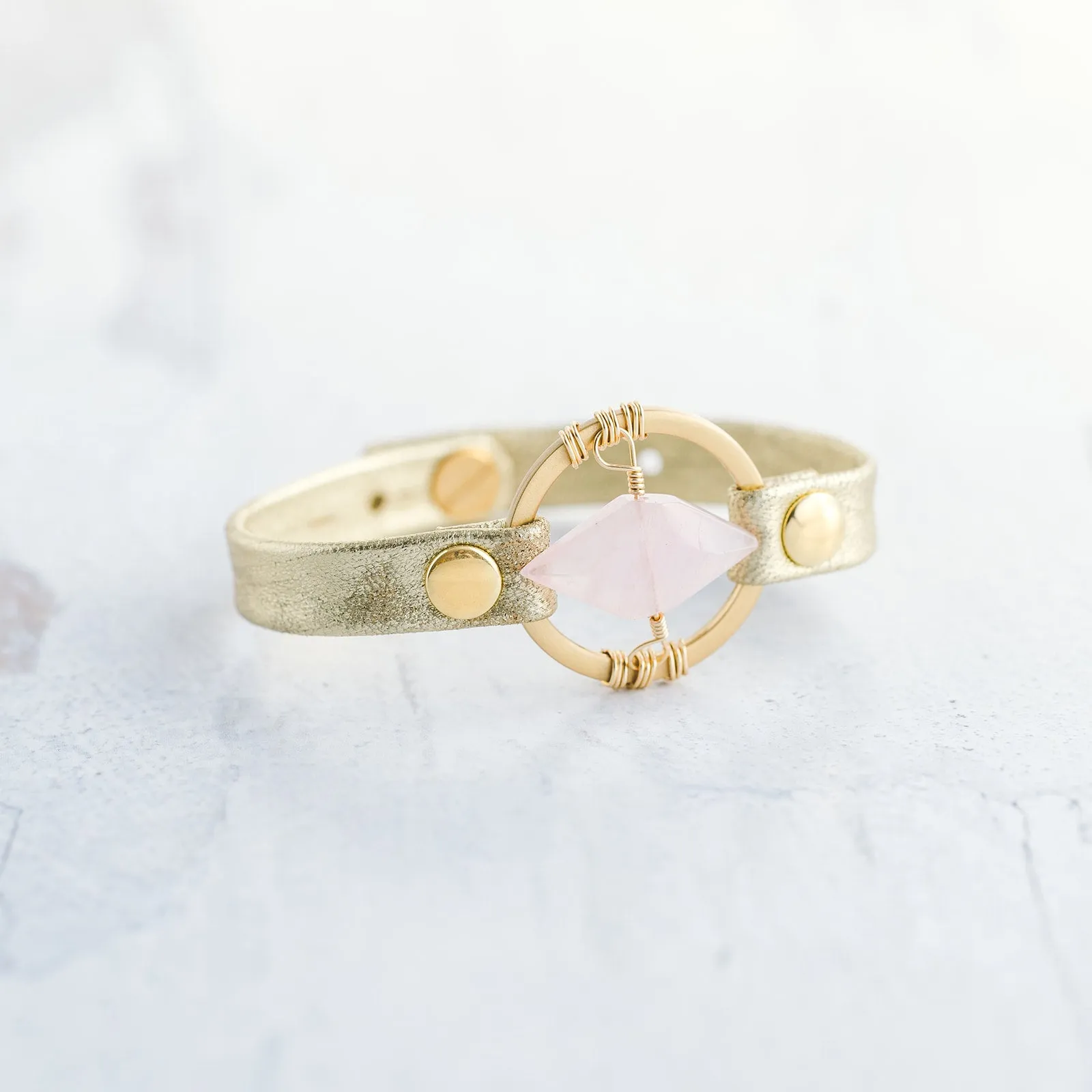 Be The Light Bracelet - Brushed Gold - Rose Quartz