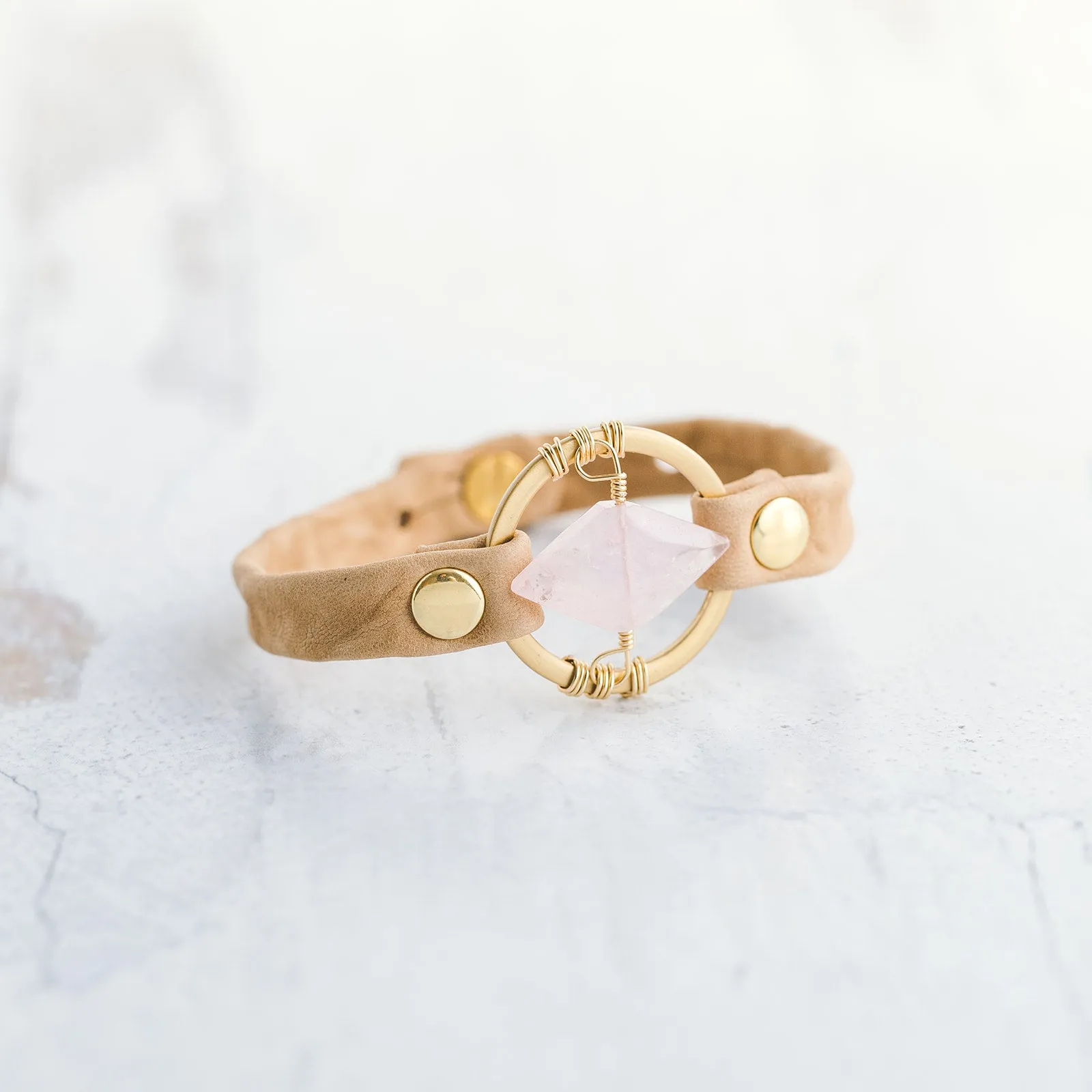 Be The Light Bracelet - Brushed Gold - Rose Quartz