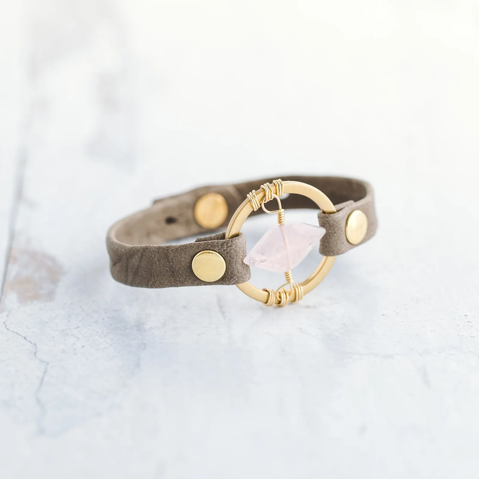 Be The Light Bracelet - Brushed Gold - Rose Quartz