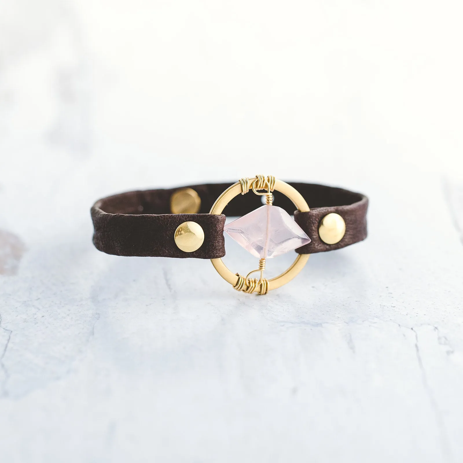 Be The Light Bracelet - Brushed Gold - Rose Quartz