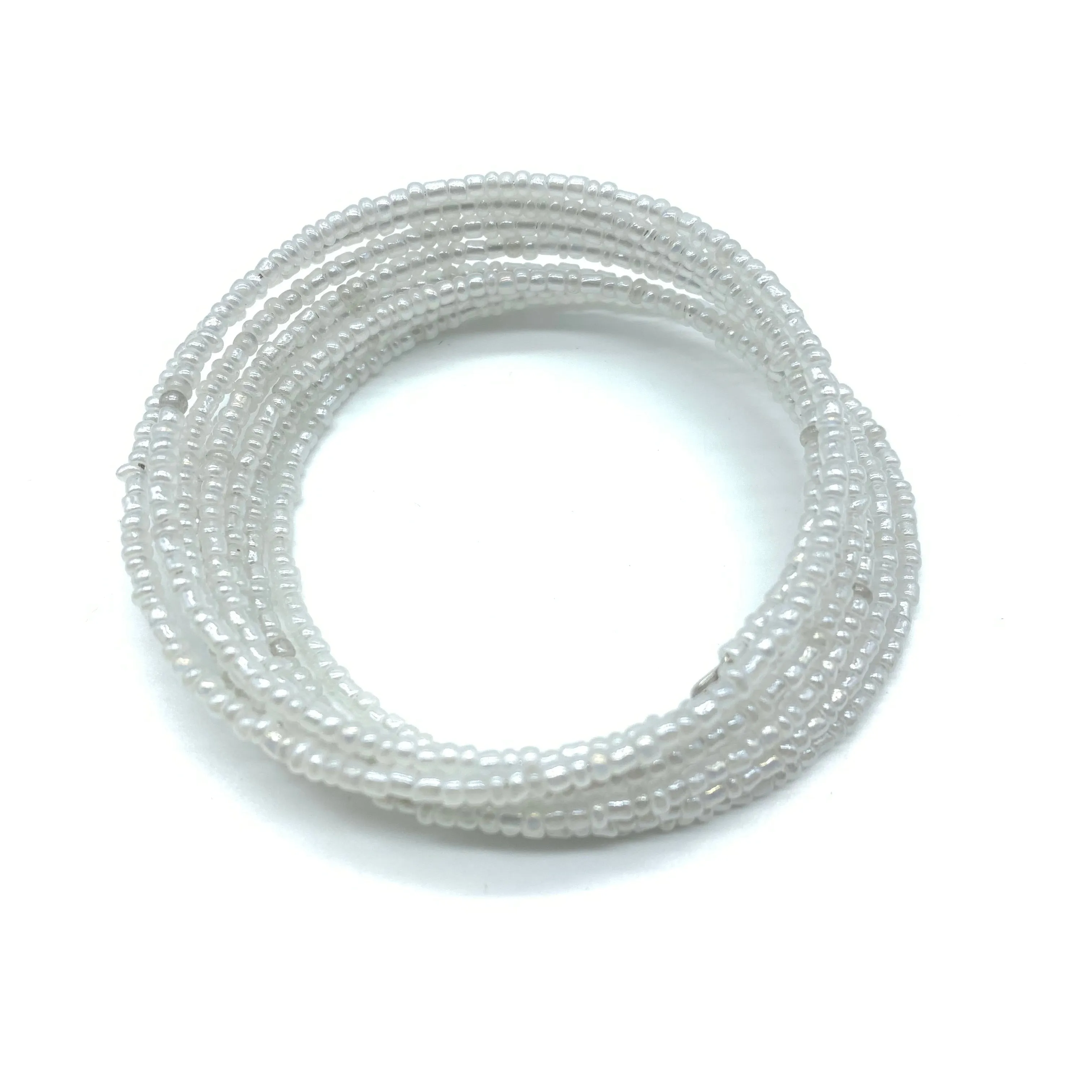 Beaded Coil Bracelet- Pearle White