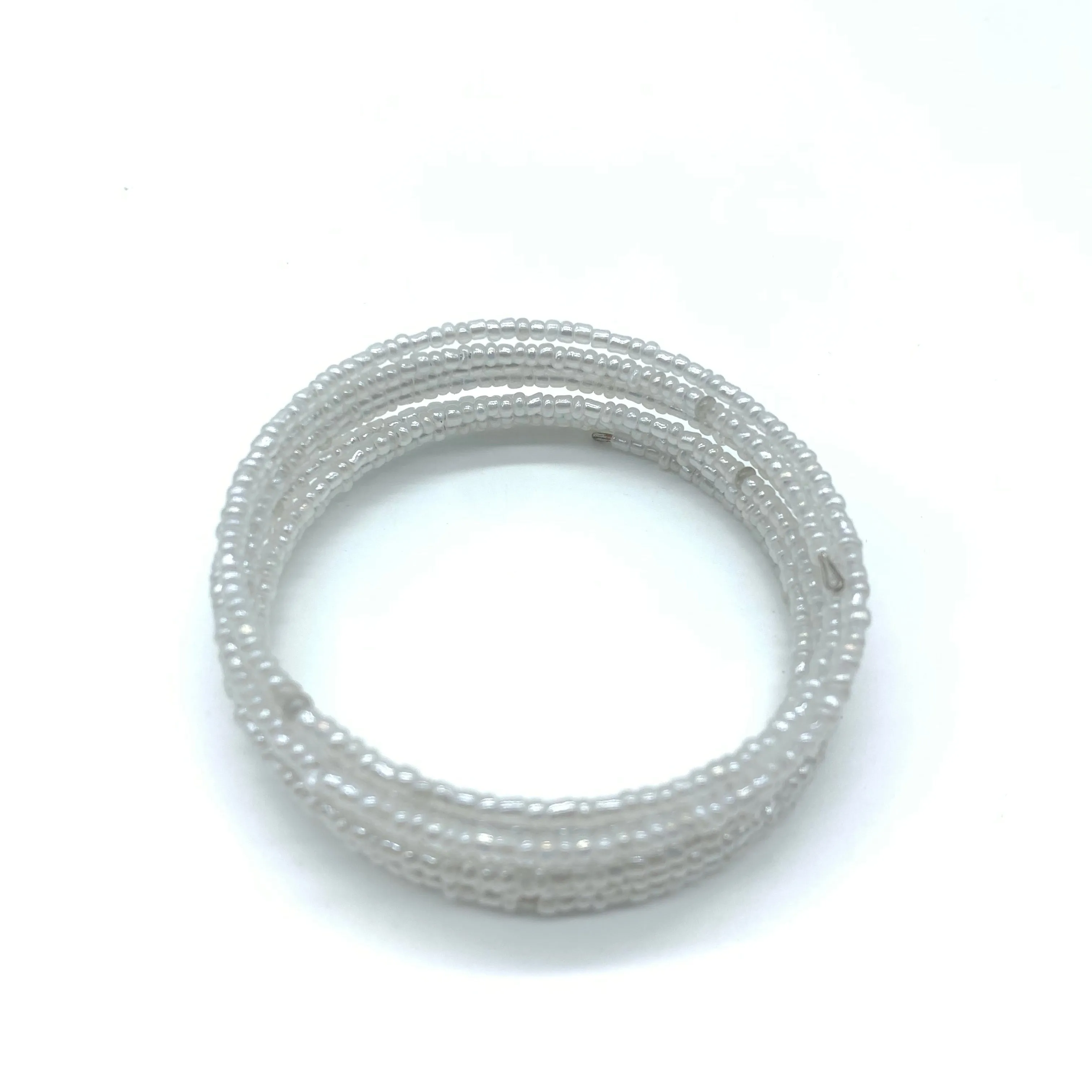 Beaded Coil Bracelet- Pearle White