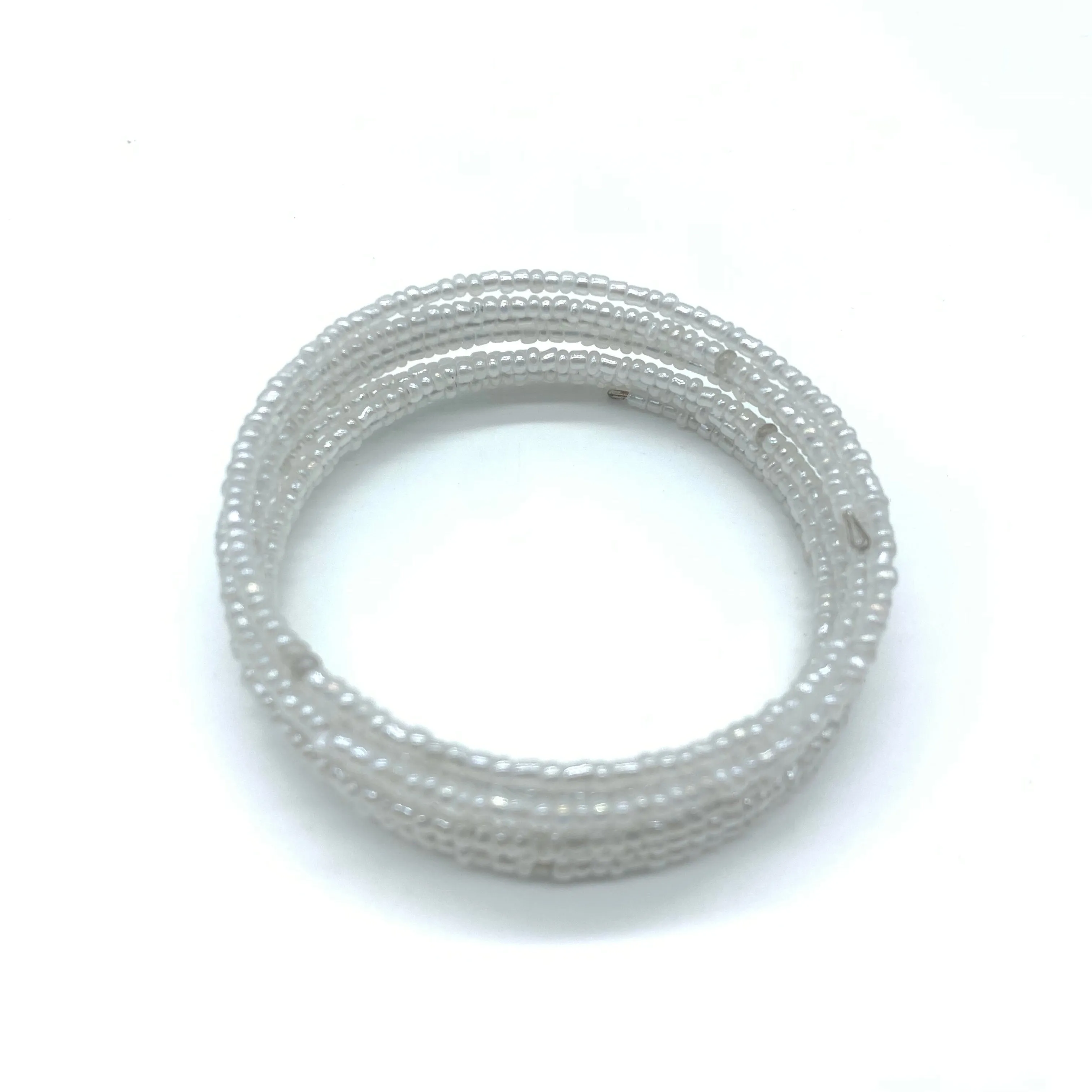 Beaded Coil Bracelet- Pearle White