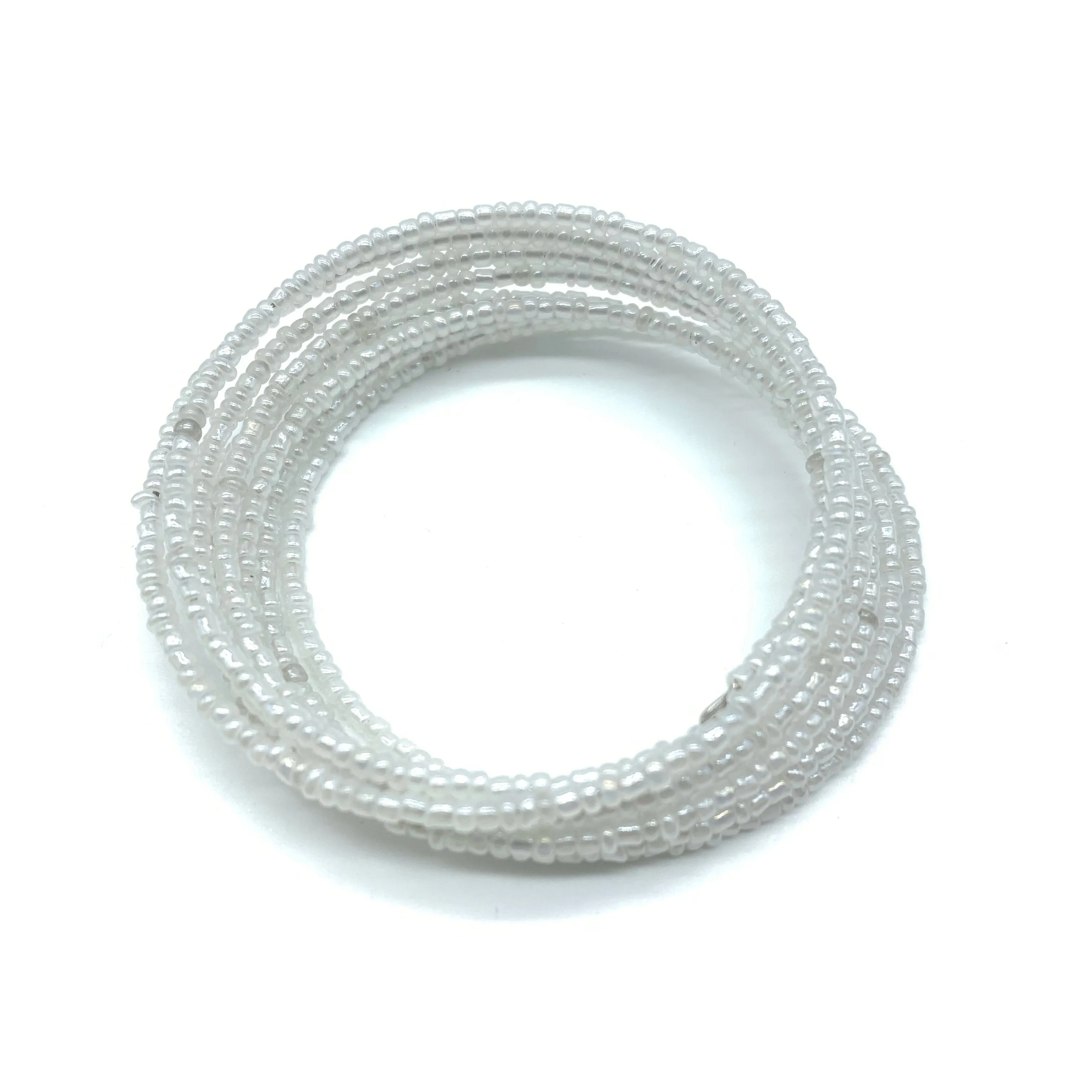 Beaded Coil Bracelet- Pearle White