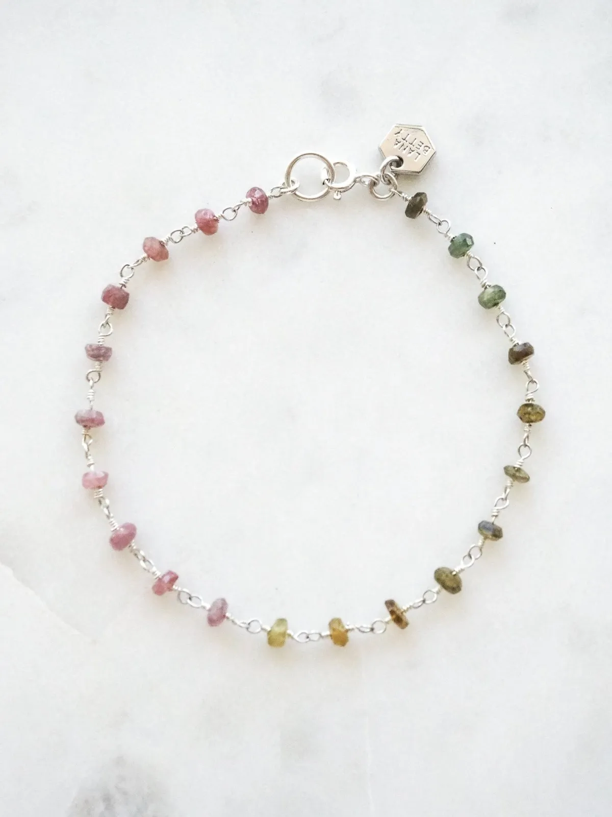 Beaded Gemstone Chain Bracelet - Sterling Silver