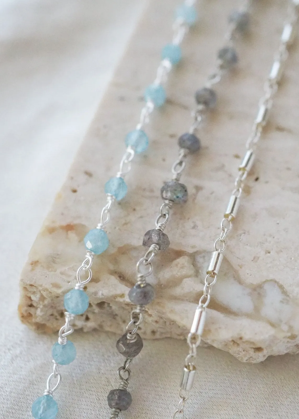 Beaded Gemstone Chain Bracelet - Sterling Silver