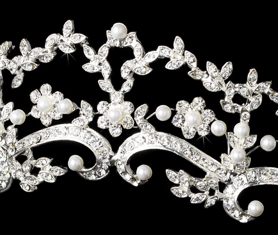 Beautiful Vintage inspired Pearl & Crystal Wedding Tiara